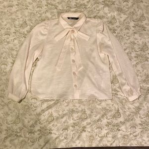 Zara, dressy, cream, button down, very vintage looking